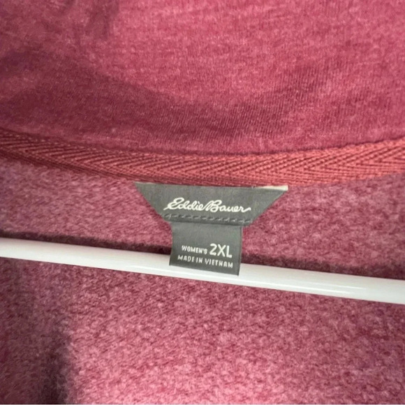 Eddie Bauer 1/4 Zip Camp Fleece Pullover Maroon Sweater Women’s Size 2XL Outdoor - Picture 4 of 7
